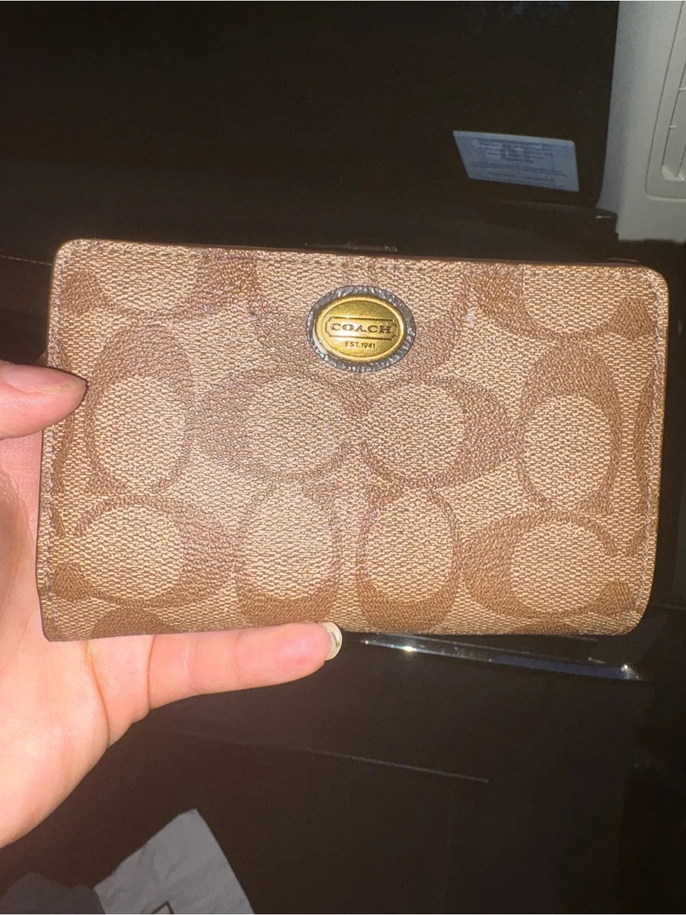 Coach Signature Canvas Bifold Wallet in Brown